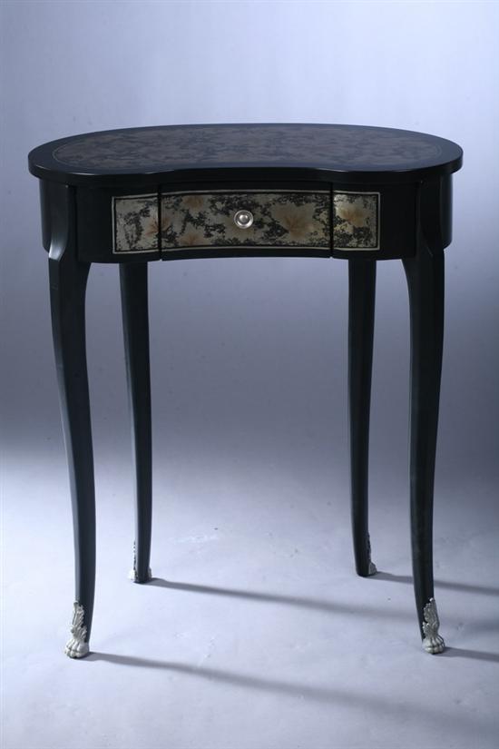 FRENCH STYLE BLACK-PAINTED AND SILVER-DECORATED