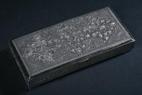 PERSIAN SILVER BOX. Chased and