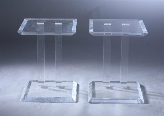 PAIR MODERN LUCITE OCCASIONAL TABLES  16ee3e