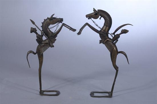 TWO WEST AFRICAN BENIN STYLE BRONZE