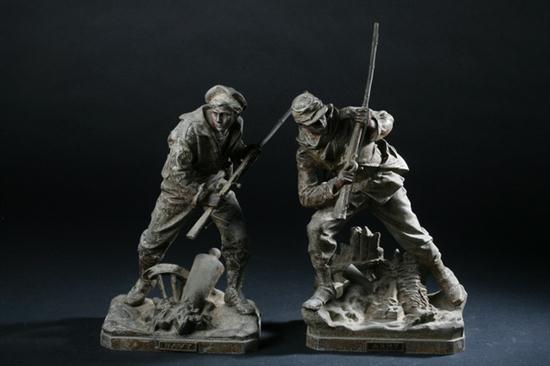 TWO CAST METAL FIGURES OF SOLDIERS