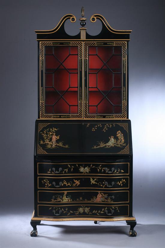 ENGLISH CHIPPENDALE STYLE BLACK-LACQUERED