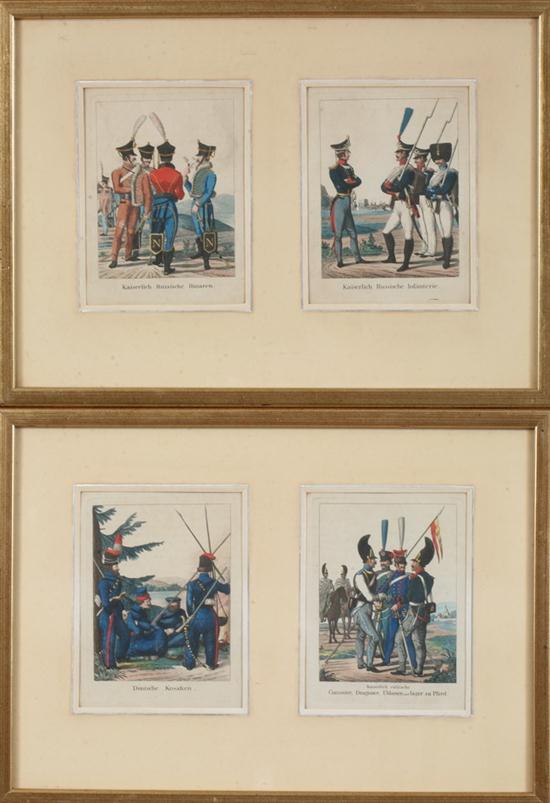 SET FOUR RUSSIAN HAND-COLOR ENGRAVINGS