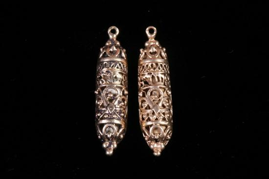 TWO 14K YELLOW GOLD MEZUZAH FORM 16eed4