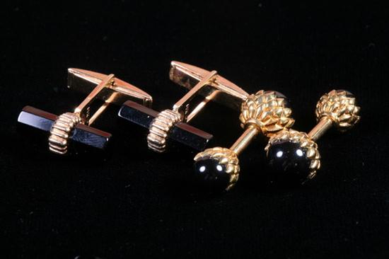 TWO PAIRS 14K YELLOW GOLD AND BLACK 16eee8