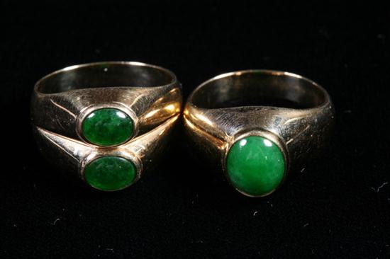 TWO 18K YELLOW GOLD AND JADEITE 16eef7