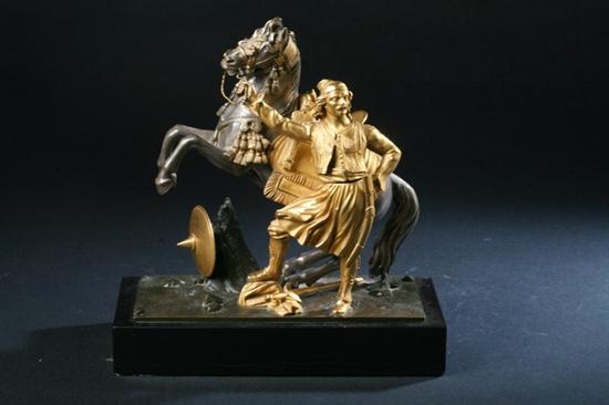 FRENCH PATINATED SILVERED AND GILT-BRONZE