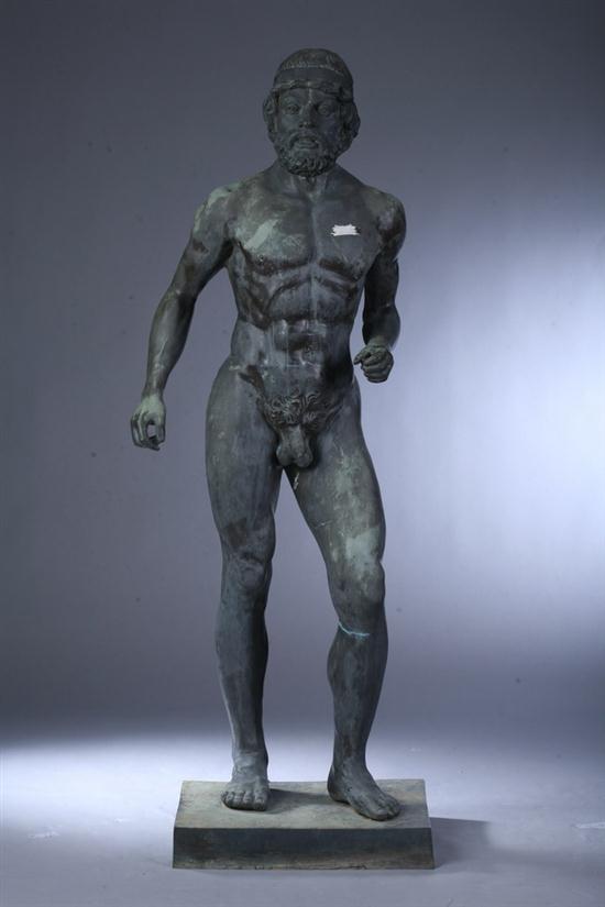 LIFE-SIZE RIACE PATINATED METAL WARRIOR