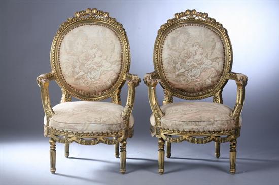 PAIR FRENCH STYLE CARVED GILT-WOOD