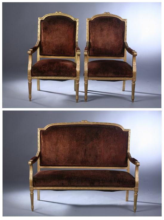 THREE PIECE LOUIS XVI STYLE GILTWOOD 16ef41