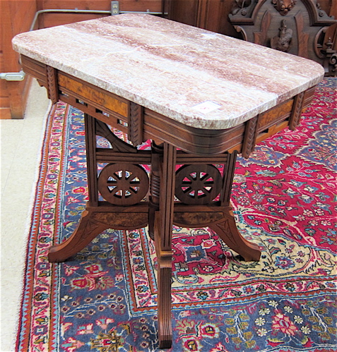 VICTORIAN MARBLE-TOP WALNUT LAMP