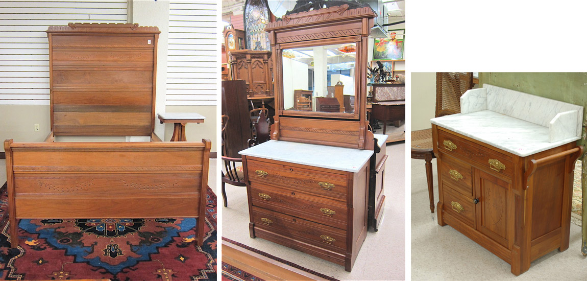 THREE-PIECE VICTORIAN WALNUT BEDROOM