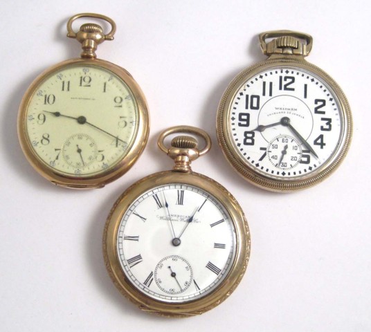 THREE WALTHAM OPENFACE POCKET WATCHES  16f013