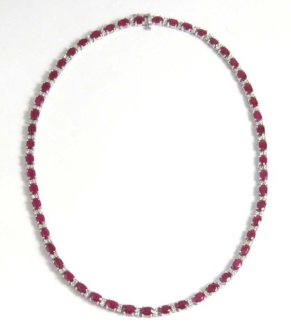RUBY AND DIAMOND NECKLACE 16-7/8''