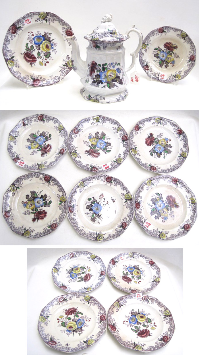 SIXTEEN PIECES BRITISH CHINA in a colorful