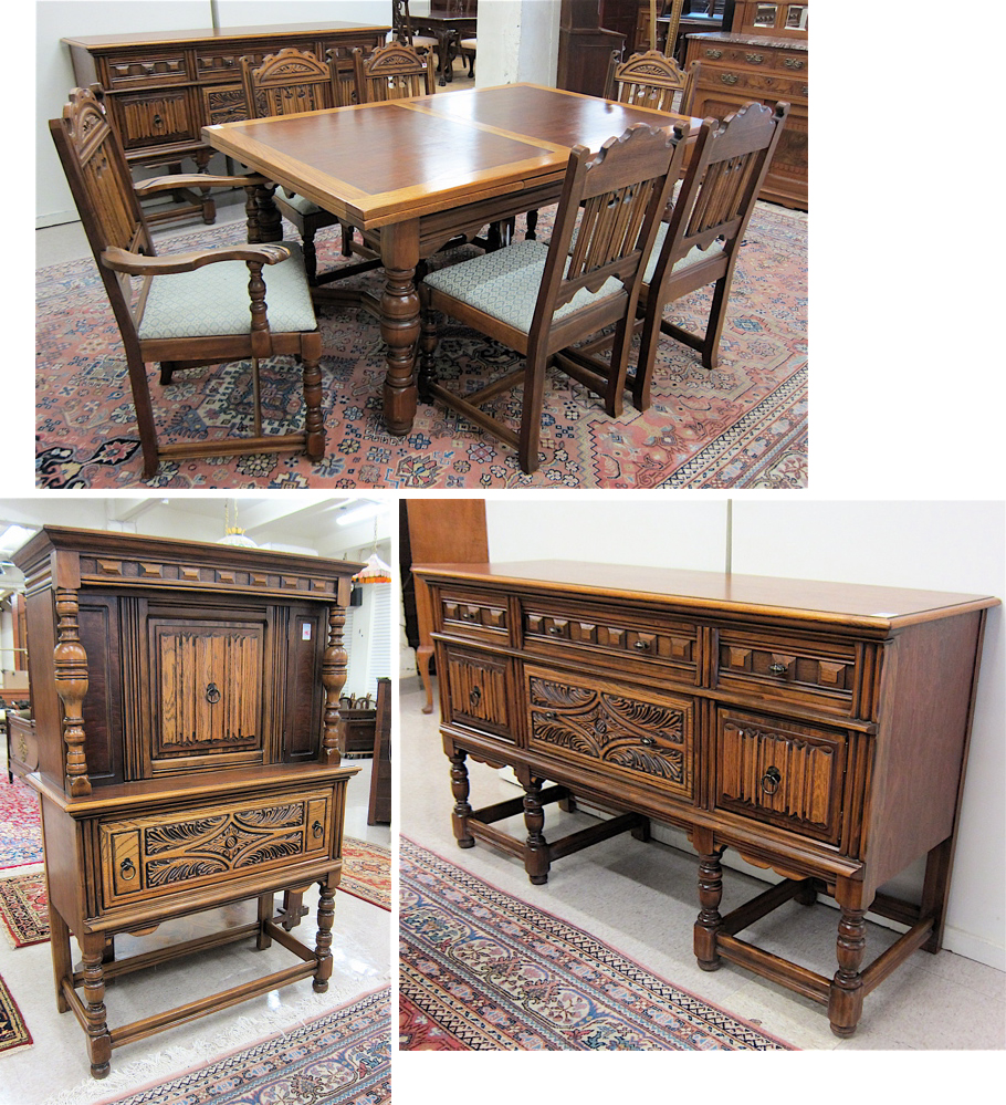 LIMBERT NINE-PIECE OAK AND WALNUT DINING