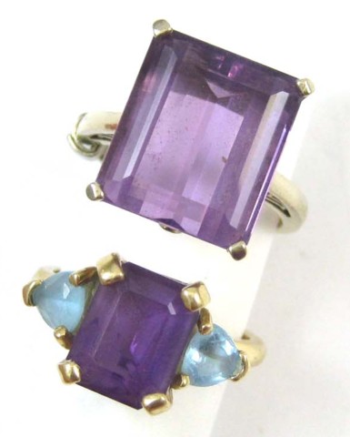 TWO AMETHYST AND FOURTEEN KARAT 16f098