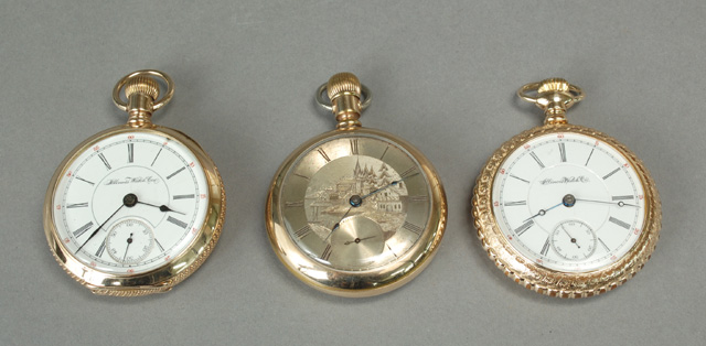 THREE ILLINOIS OPENFACE POCKET WATCHES: