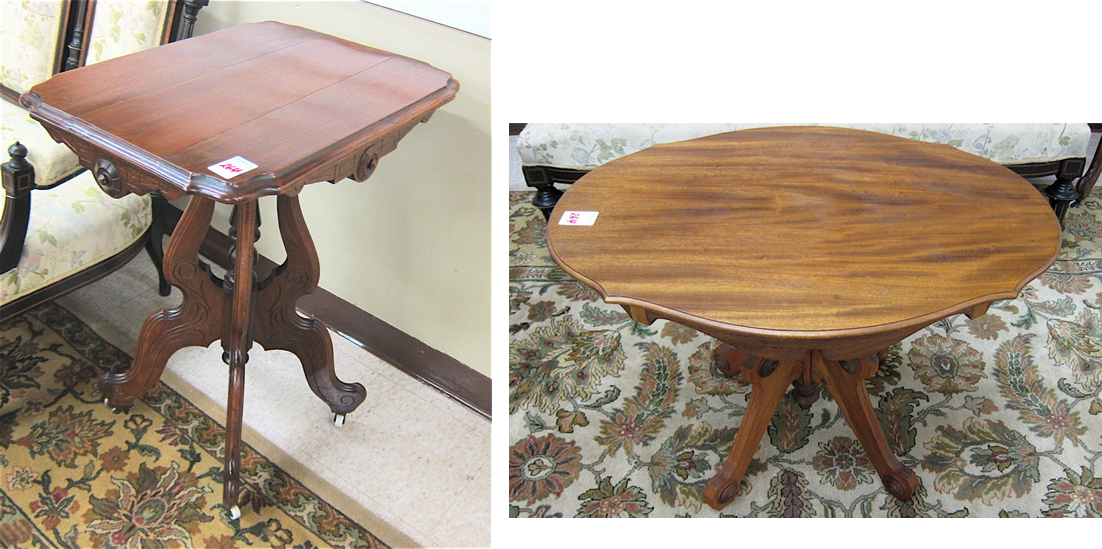 TWO VICTORIAN WALNUT TABLES American 16f0b0