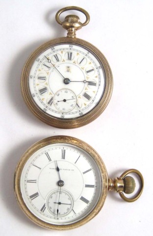 TWO HAMPDEN OPENFACE POCKET WATCHES  16f0d8