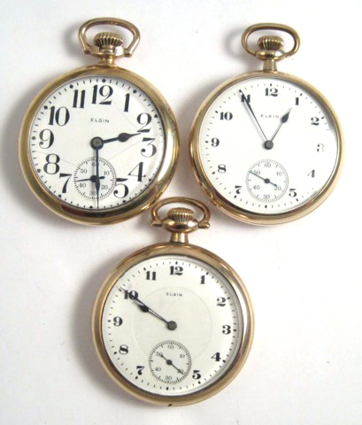 THREE ELGIN OPENFACE POCKET WATCHES  16f0fa