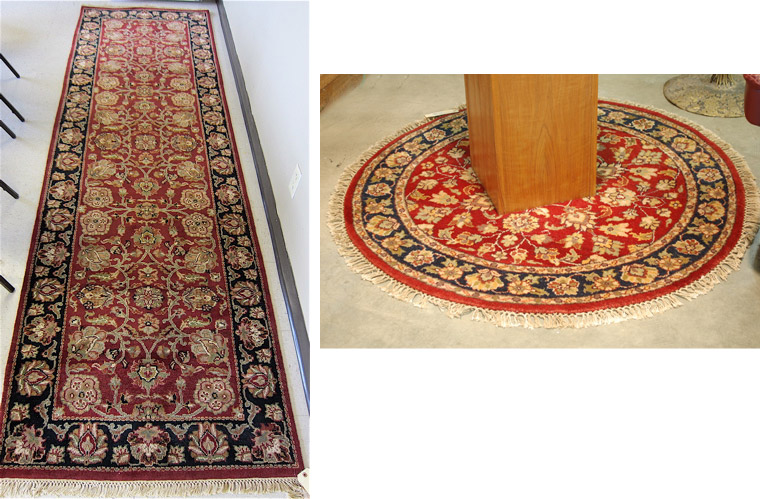 TWO SIMILAR ORIENTAL AREA RUG red