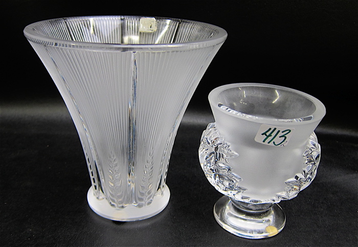 TWO LALIQUE FRANCE GLASS VASES  16f145