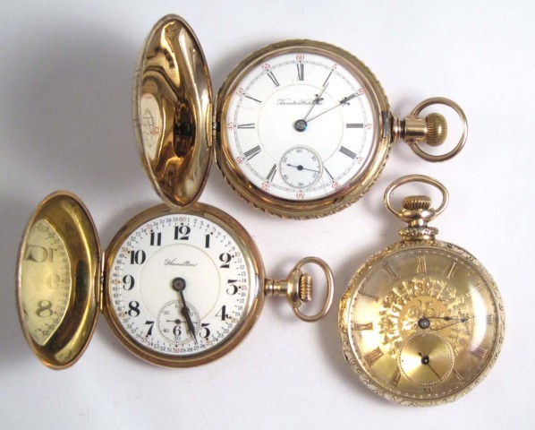 THREE HAMILTON POCKET WATCHES  16f150