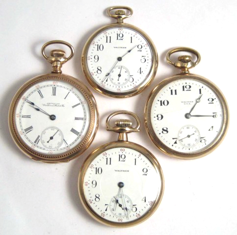 FOUR WALTHAM OPENFACE POCKET WATCHES  16f16a