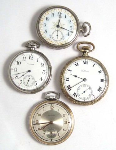 FOUR WALTHAM OPENFACE POCKET WATCHES  16f17d