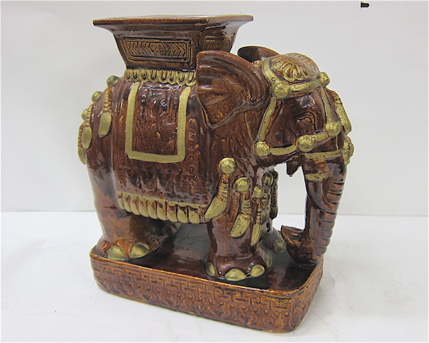 ELEPHANT-FORM POTTERY GARDEN STOOL Chinese