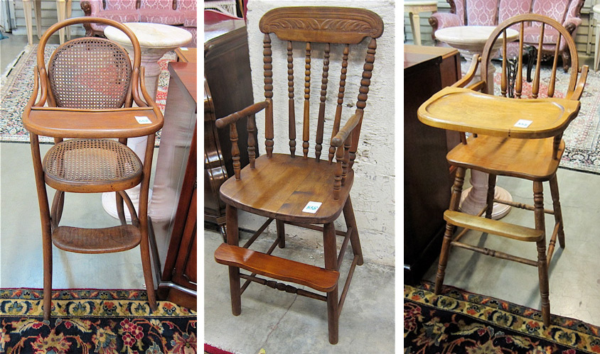 THREE AMERICAN INFANT HIGHCHAIRS: