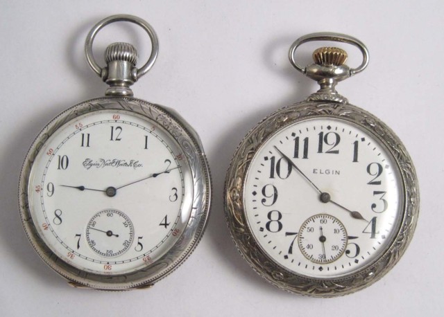 TWO ELGIN OPENFACE POCKET WATCHES  16f1e0