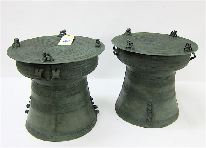 PAIR OF BRONZE RAIN DRUMS individually