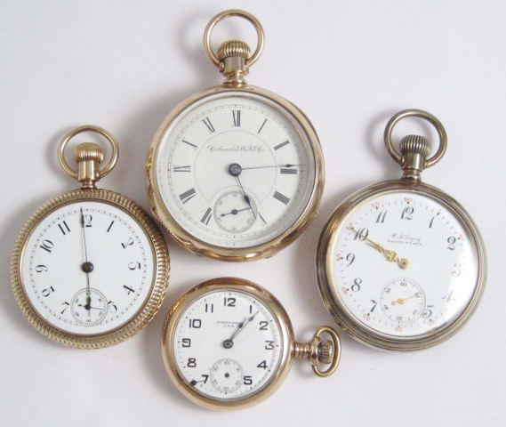 FOUR OPENFACE POCKET WATCHES: 1)