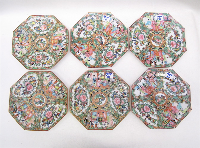 SIX CHINESE ROSE MEDALLION PORCELAIN