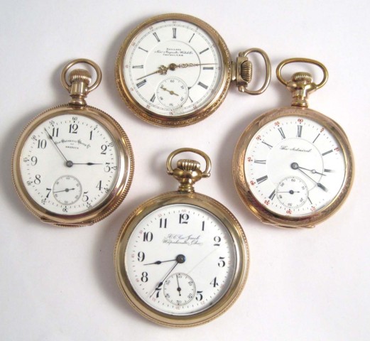 FOUR OPENFACE POCKET WATCHES: 1)