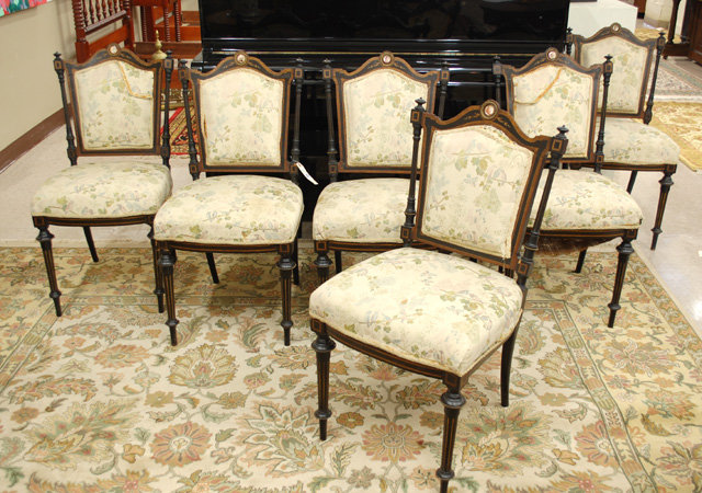 A SET OF SIX NAPOLEON III EBONIZED