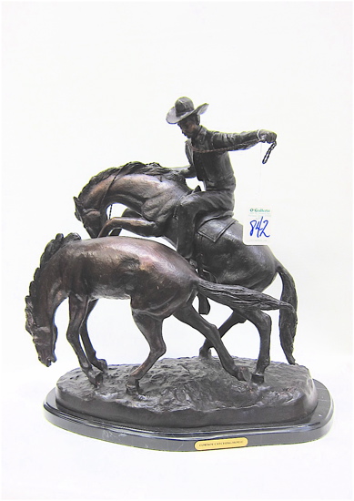 BRONZE FIGURAL SCULPTURE Cowboy 16f2df