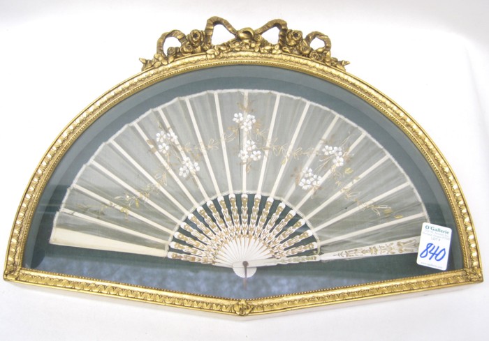 CHINESE SILK FAN hand painted with