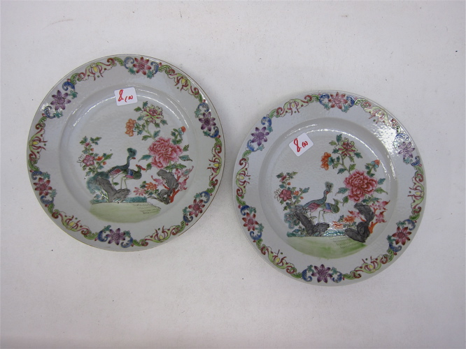 PAIR CHINESE LOW BOWLS/PLATES each
