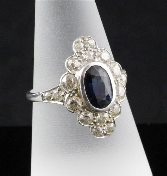 An 18ct white gold sapphire and