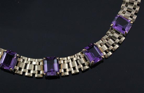 A 9ct gold and amethyst belt link