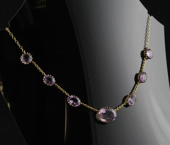 A gold mounted amethyst necklace 171a50