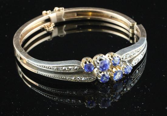 A gold sapphire and diamond bracelet