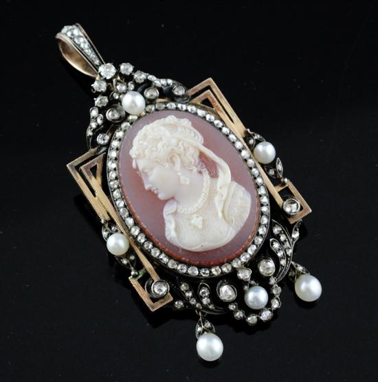 A late Victorian diamond and pearl 171a74