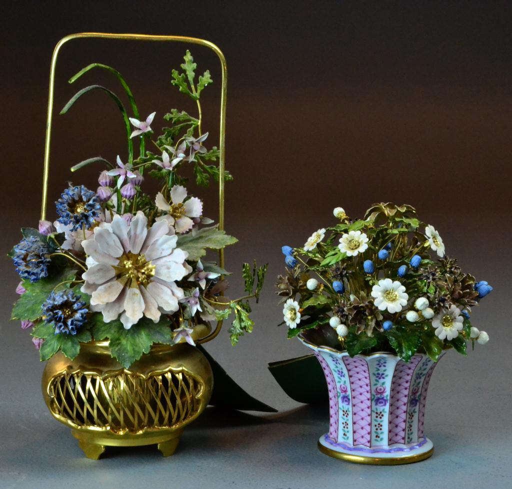 (2) Hutcheson Enamelled Floral ArrangementsConsisting