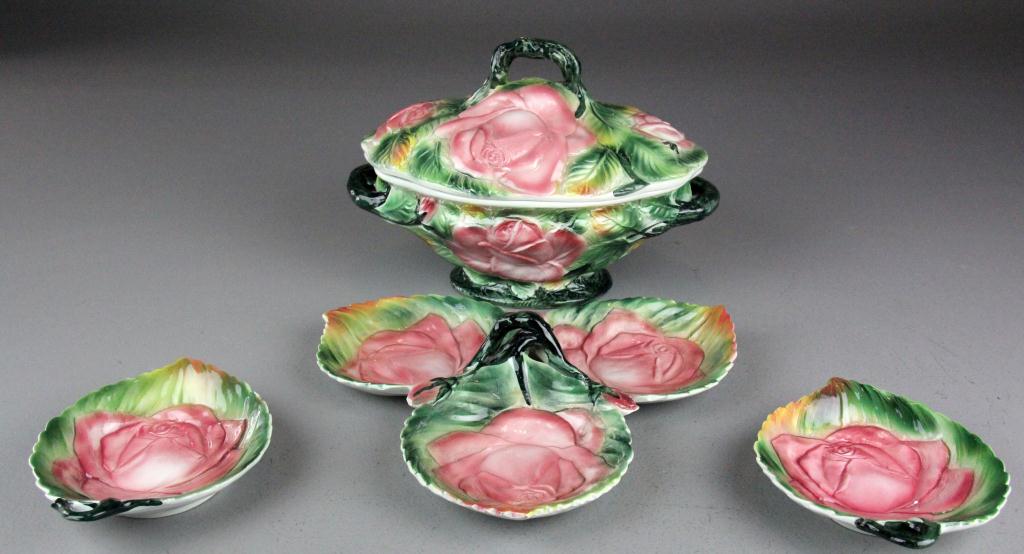 (4) Pcs. Ceramic Rose Tureen and