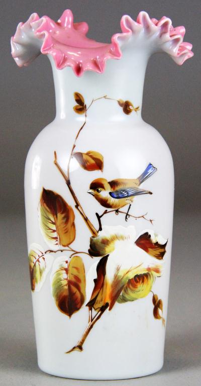 A Fine Victorian Handpainted Cased Glass