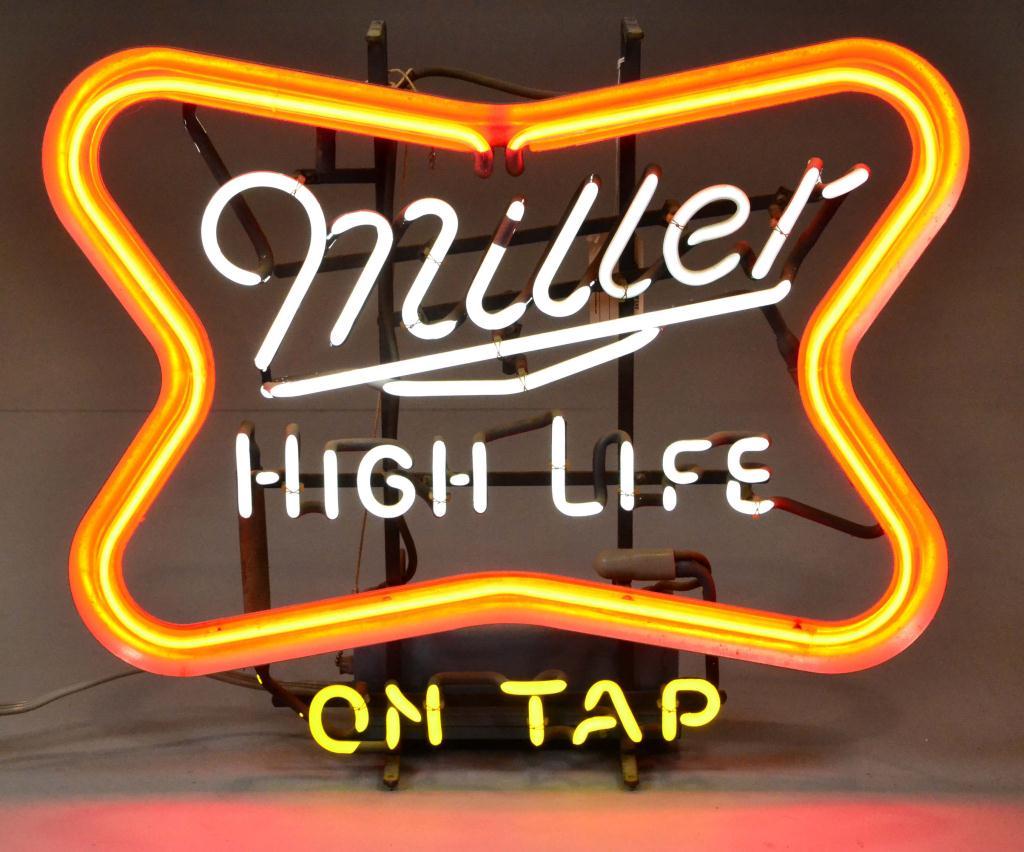 Antique Miller Three Colored Neon SignReading